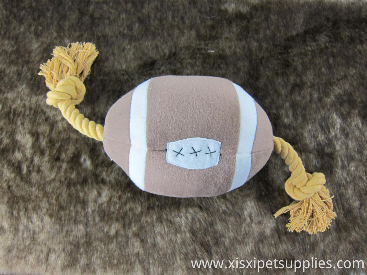 Durable pet chew rope football squeaky dog toy